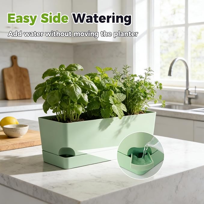 2 Pack Self Watering Pots for Indoor Plants 17 Inches Window Boxes Planters - Image 6