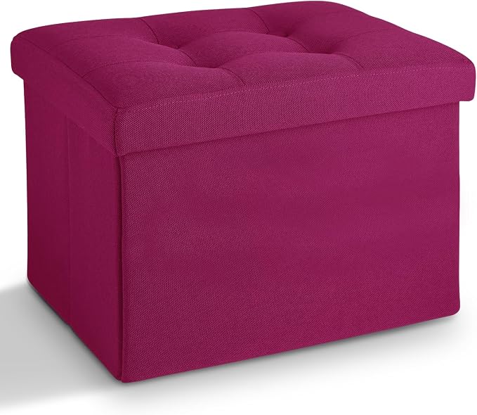 LINMAGCO Small Storage Ottoman Stool Foot Rest Stool Under Desk Stool Short by LINMAGCO