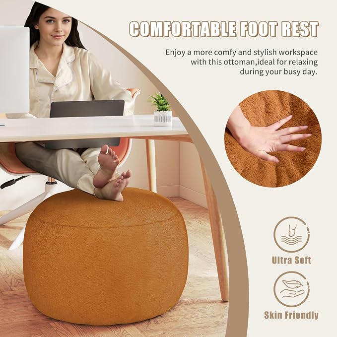 Round Pouf Ottoman Foot Rest, 29 X 18Inch Floor Poufs Footstool, A Round Modern - Image 6