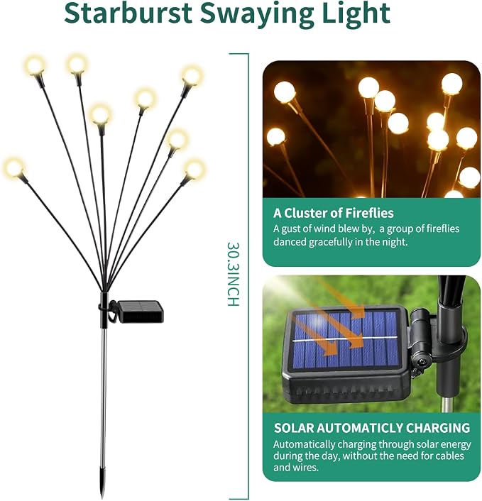 Solar Lights Outdoor Waterproof, 6 Packs 48LED, Garden Decor, Patio Decor - Image 2