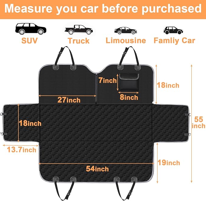 Mancro Dog Car Seat Cover for Back Seat, 2026 Upgraded 600D Heavy Duty - Image 6