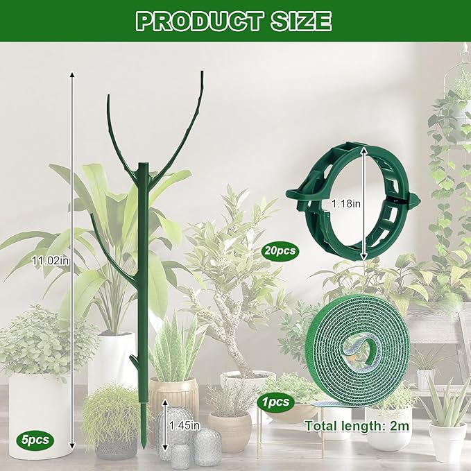 5pack Adjustable Plant Support Pole – Stackable Indoor/Outdoor Support Pole - Image 3