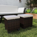 SSLine Outdoor Rattan Ottoman Set, 15.7W x 15.7D x 18.1H inches, All Weather by SSLine