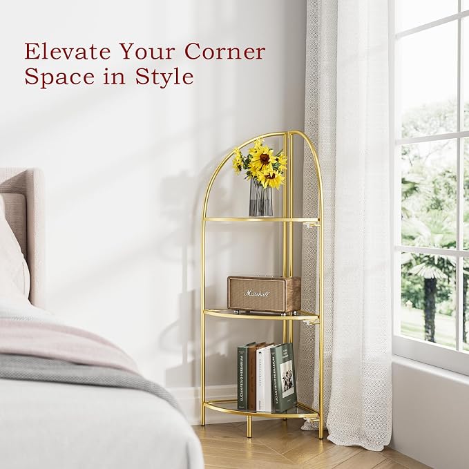Crofy Foldable 3 Tier Corner Shelf, Metal Corner Plant Stand - Image 4