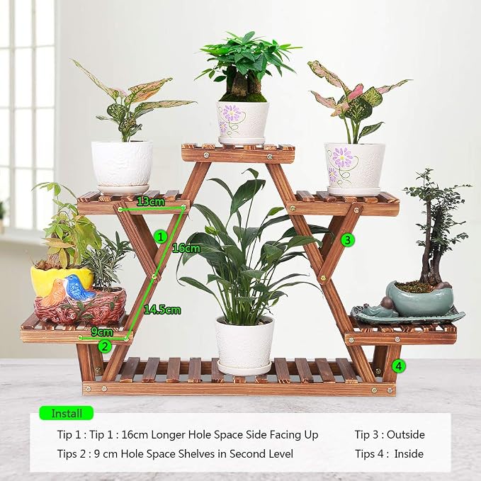 Wood Plant Stand Indoor, 6 Tiered Plant Shelf - Image 6