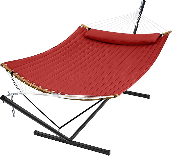 SUPERJARE Hammock with Stand, 2 Person Heavy Duty Hammock with Padded Cotton by SUPERJARE