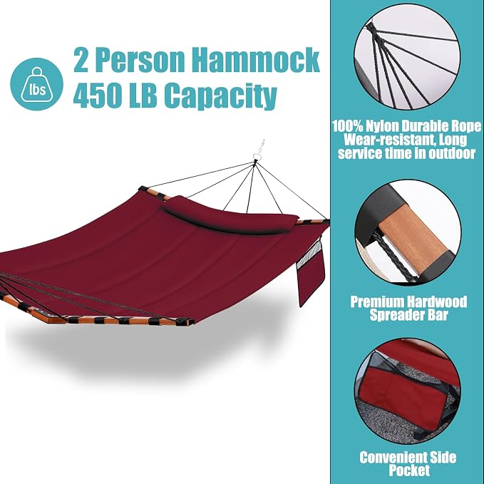 TegerDeger 12FT 2 Person Hammock Large Hammock 450LB Capacity Hardwood Spreader - Image 4