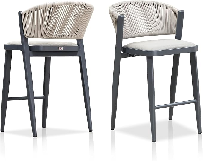PURPLE LEAF Counter Height Bar Stool Set of 2 Patio Bar Stools Modern Bar by PURPLELEAF