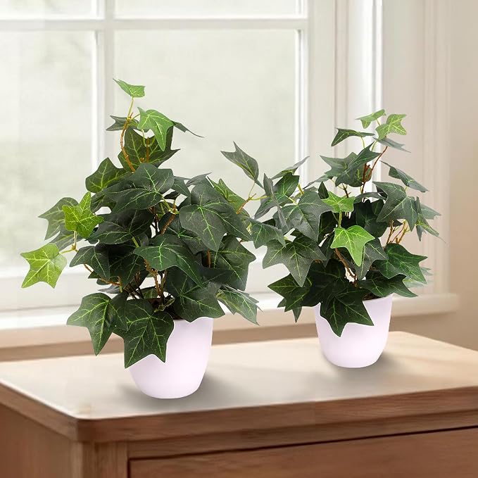 alyptus Fake English Ivy Plants in Pots Set of 2 – Realistic Artificial Ivy - Image 7