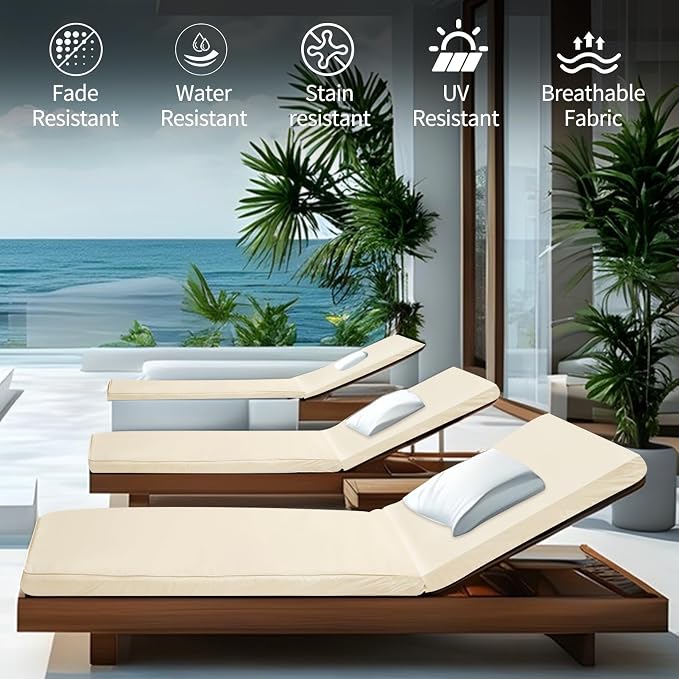 Outdoor Chaise Lounge Cushions for Patio - Image 2