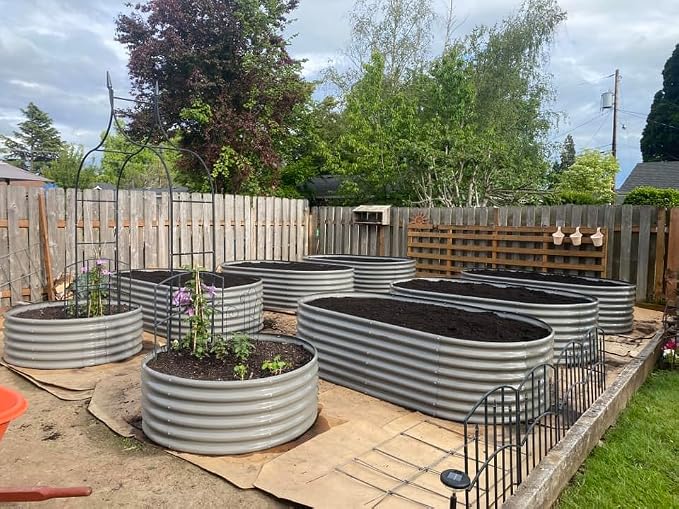 A ANLEOLIFE 4-Set 8X4X2 ft Galvanized Raised Garden Bed Kit, Oval Metal Deep - Image 7