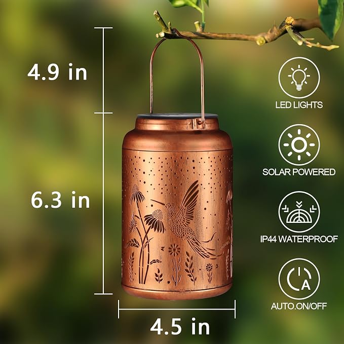 Solar Lanterns Outdoor Waterproof Hummingbird Garden Decor Gifts - Image 4