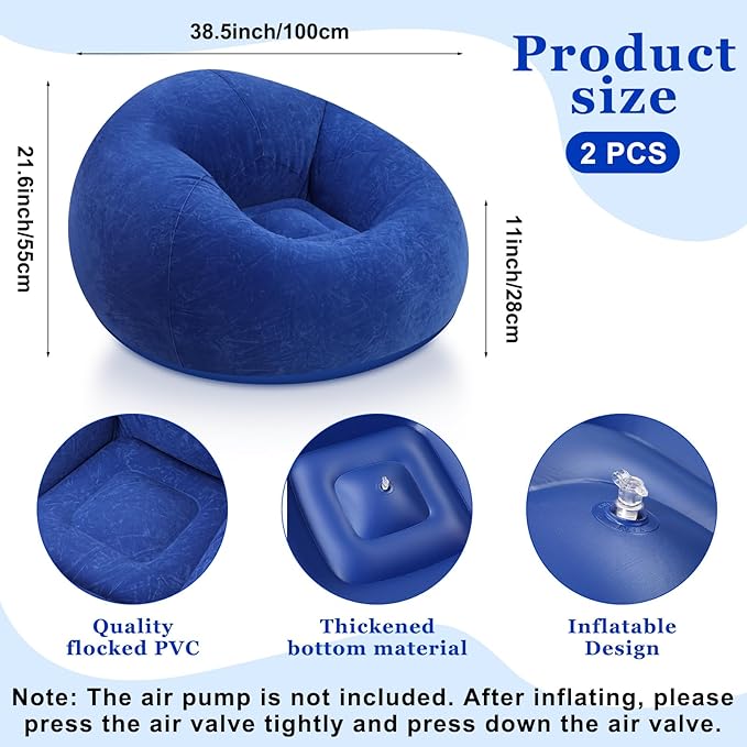 Realspring Inflatable Bean Bag Chairs Outdoor Blow up Camping Chairs Inflatable - Image 3