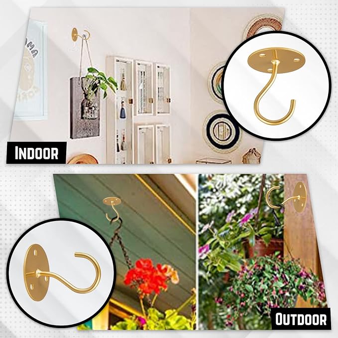 Ceiling Hooks for Hanging Plants- 4pcs 2.56 inches Heavy Duty Powder Coated - Image 6