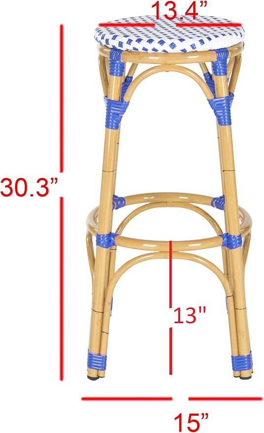 Safavieh Home Collection Kipnuk Blue&White Indoor/ Outdoor Barstool - Image 3