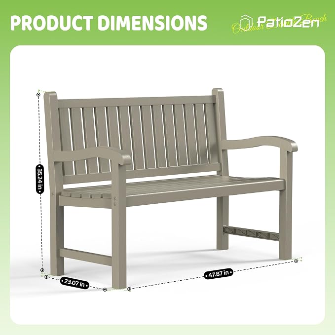 Outdoor Bench, Waterproof & Weatherproof Garden Bench - Image 3