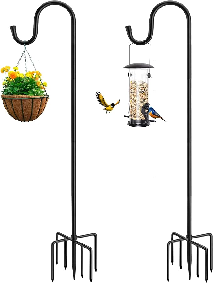 72" Shepherds Hooks for Outdoor, Heavy Duty Bird Feeder Pole by Anideer
