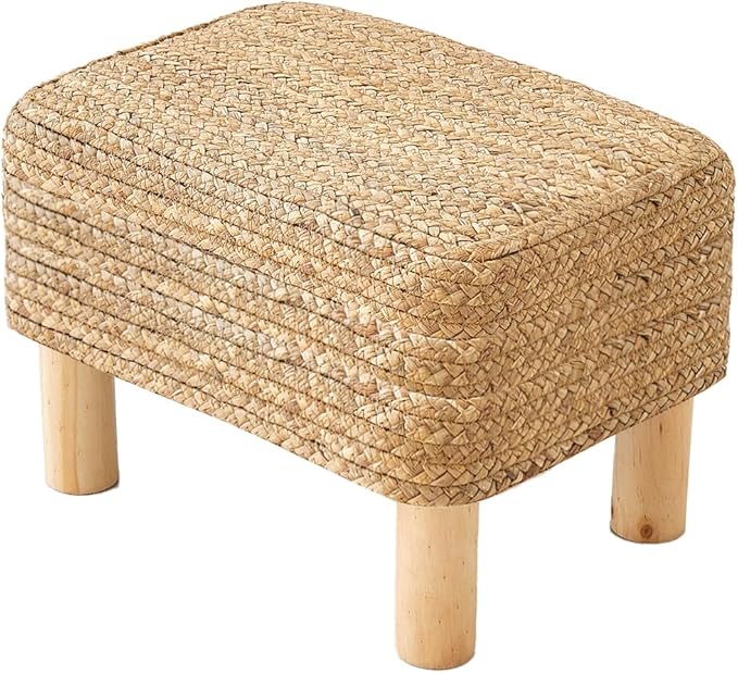 Ottoman Foot Stool Rectangular Footrest Natural Seagrass Footstool by ALeesing