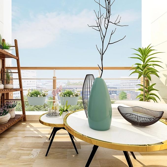 3 Pack Metal Railing Planters, 10.5" Oval Hanging Flower Pots - Image 8