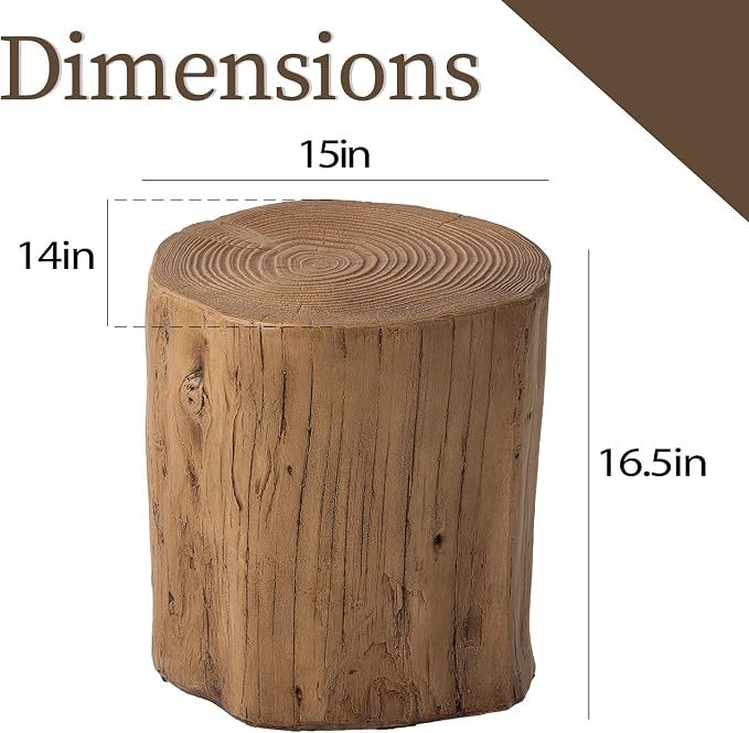 COSIEST 2 Pieses Outdoor Side Table, Hand-Painted Wood Stump Side Table Set of 2 - Image 3
