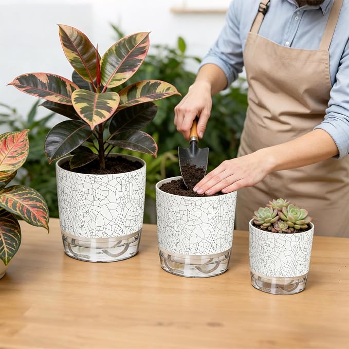 3 Pack Self Watering Pots for Indoor Plants, 4+5.5+6.3 Inch Self Watering Plant - Image 5