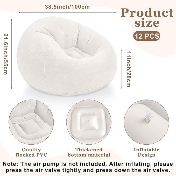 Realspring Inflatable Bean Bag Chairs Outdoor Blow up Camping Chairs Inflatable - Image 3