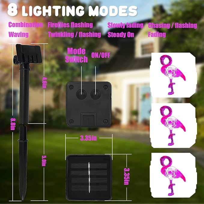 Outdoor Solar Lights for Outside Pink Flamingo Garden Decor 14ft 40LED Solar - Image 3