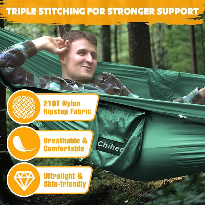 Chihee Ultra-Light Travel Camping Hammock Pop-up Net Hammock 660lbs Load - Image 2