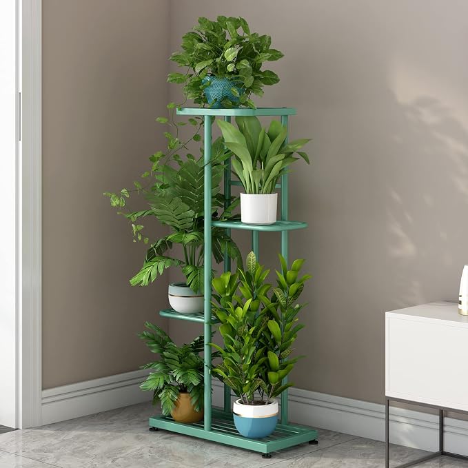 LINZINAR Metal 4 Tier 5 Potted Indoor Outdoor Plant Stand Shelf Planter Display - Image 3