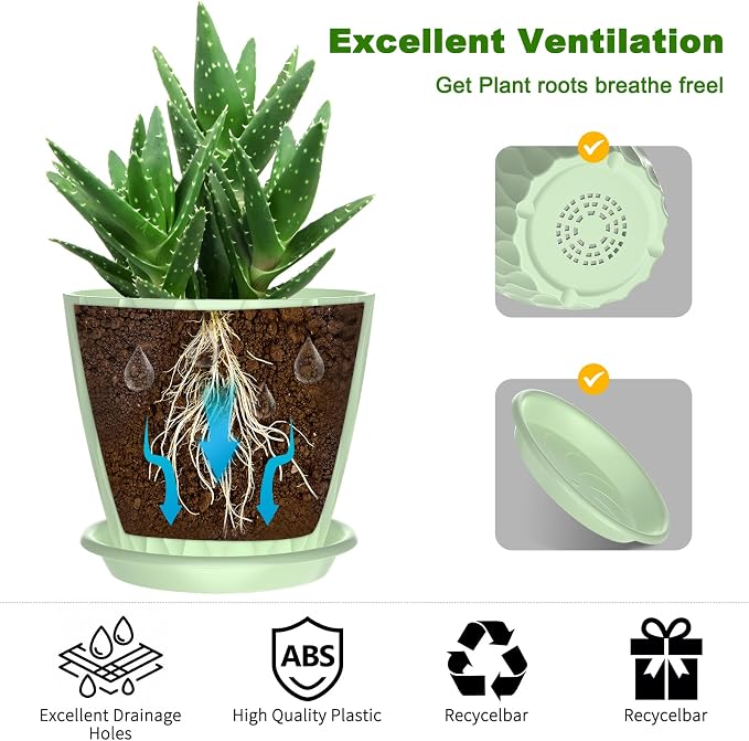 6 Pack 6 Inch Indoor Plant Pots - Image 4