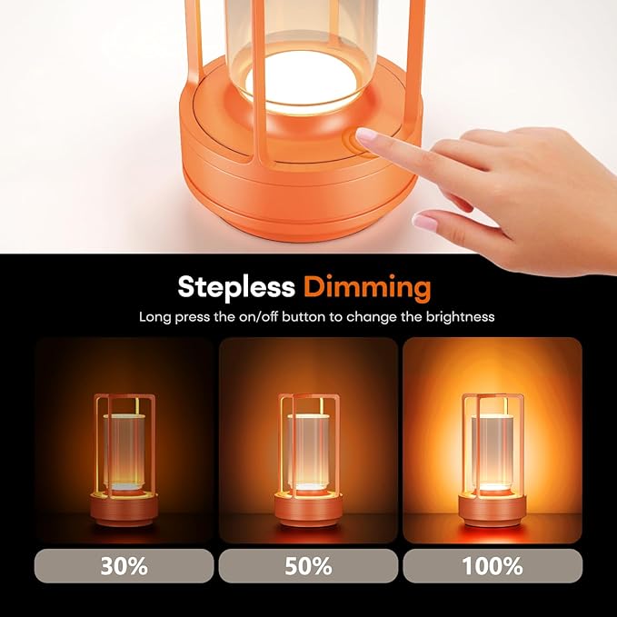 Portable Metal Table Lamp for Indoor/Outdoor, Rechargeable Cordless LED Lamp - Image 5