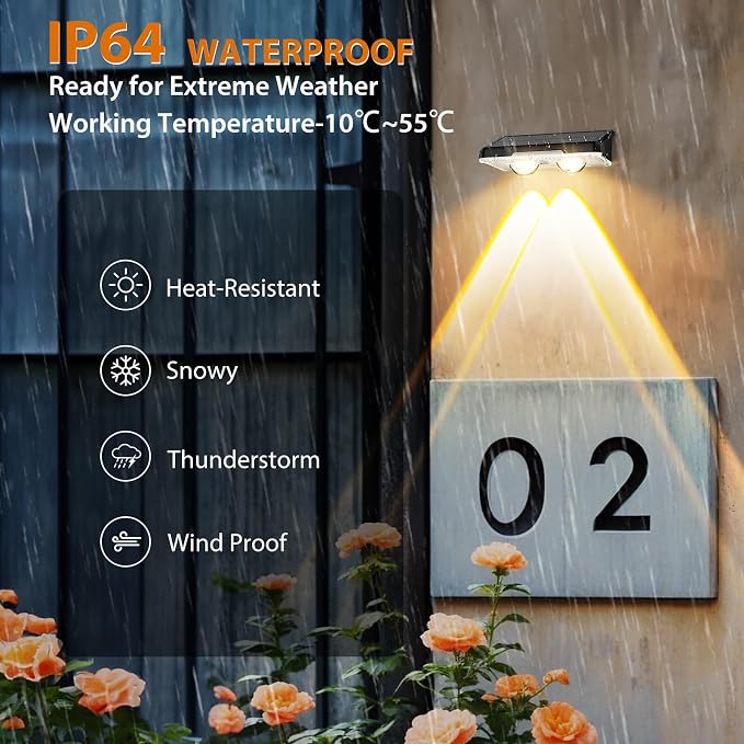 Solar Fence Lights Outdoor, 7 Fixed Colors ＆ Color Changing IP65 Waterproof - Image 6