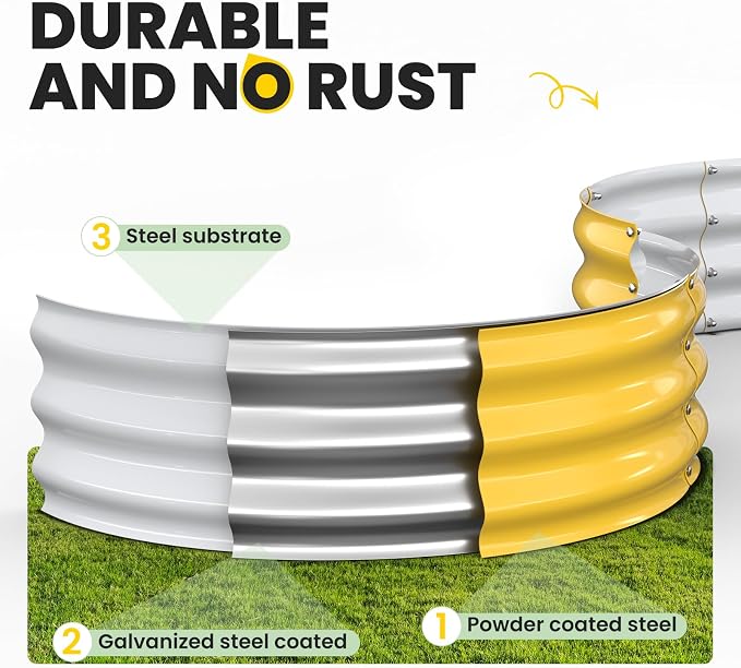 Galvanized Raised Garden Bed 4×4×1 FT, Round Metal Raised Garden Bed Outdoor - Image 6