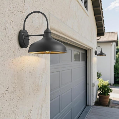10" Dome Barn Lights for Farmhouse, Matte Black Gooseneck Outdoor Light Fixture - Image 2