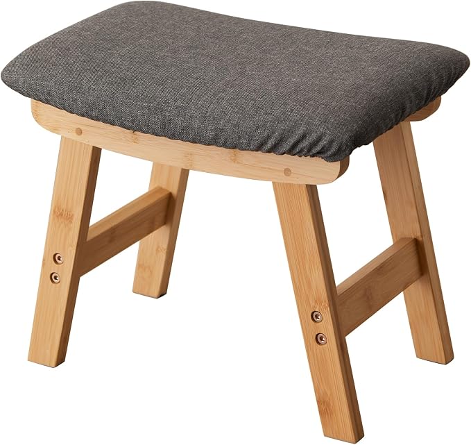Foot Stool, Bamboo Small Sofa Foot Rest Under Desk, Extra Seating - Image 7