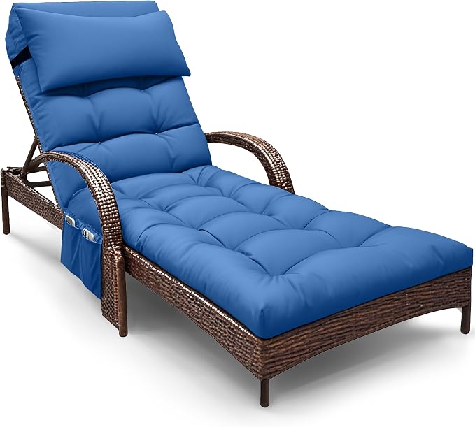 Outdoor Chaise Lounge Cushion, Waterproof Lounge Chair Cushion by Moutosne