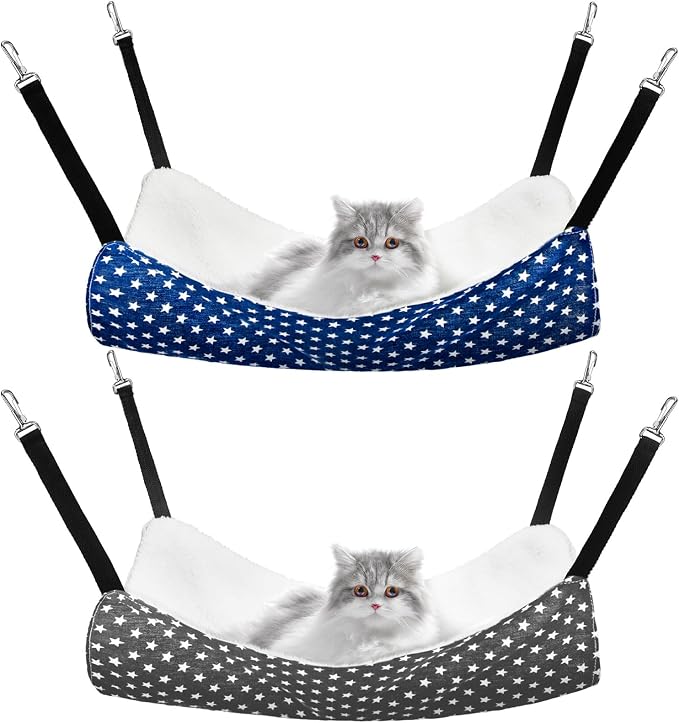 Jetec 2 Pack Cat Hammock for Cage, Catio Accessories Reversible Soft Cats Bed by Jetec