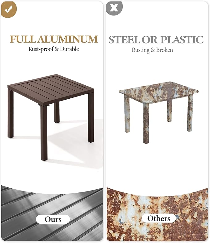 Crestlive Products Aluminum Outdoor Side Table, Pool Lounge Chair Side Table - Image 4