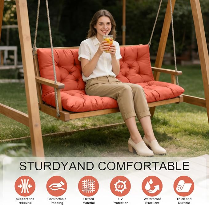 Outdoor Swing Cushions, Porch Swing Replacement Seat Cushions - Image 3
