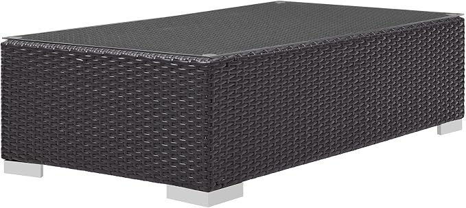 Modway Convene Wicker Rattan Outdoor Patio Coffee Table in Espresso - Image 5