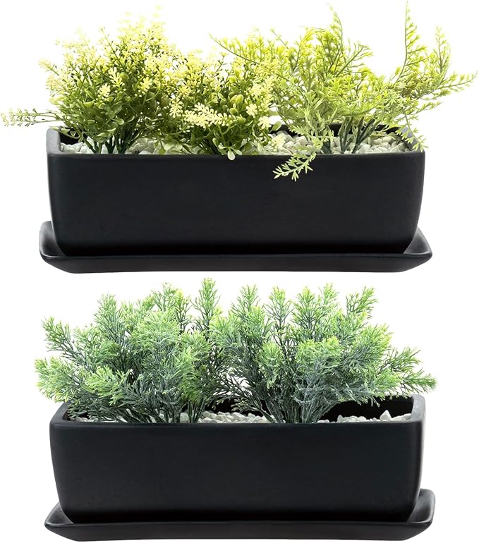 MyGift Matte Black Ceramic Indoor Plant Pot Succulent Planter, Decorative - Image 6