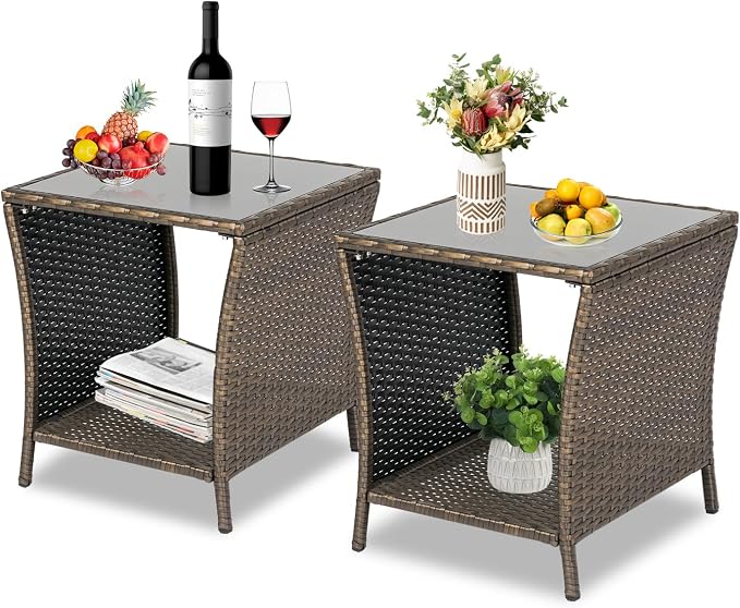 Kinfant Rattan Patio Side Table by Kinfant