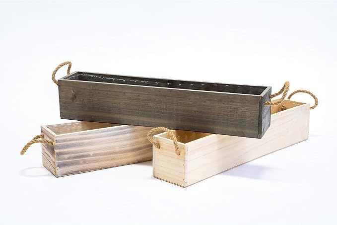 20" Rectangular Rustic Wood Planter - Image 5