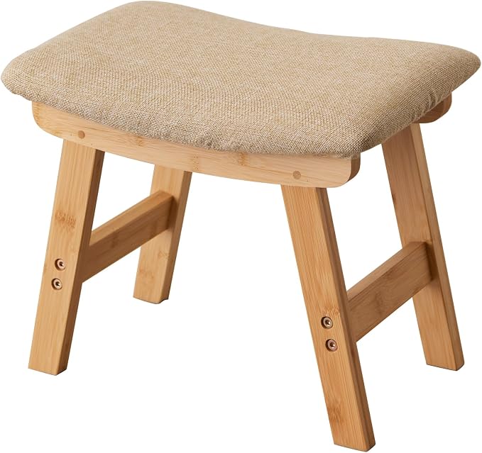 Foot Stool, Bamboo Small Sofa Foot Rest Under Desk, Extra Seating - Image 7