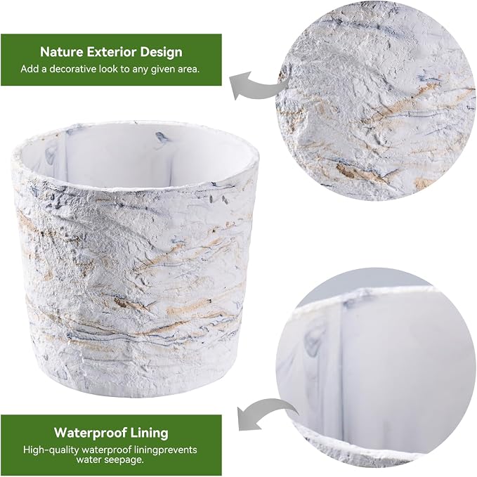 Ekirlin 7 Inch Natural Ore Textures Plant Pot, Resin Outdoor Planters - Image 2