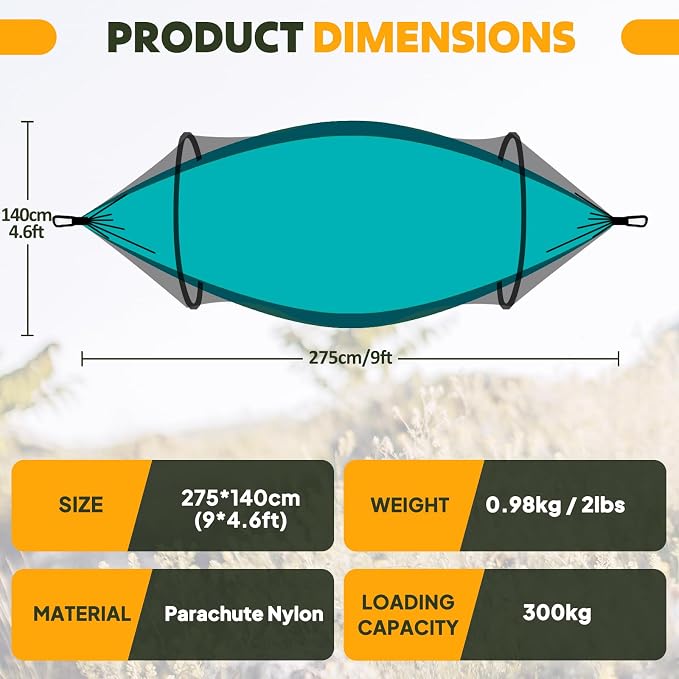 Chihee Ultra-Light Travel Camping Hammock Pop-up Net Hammock 660lbs Load - Image 3