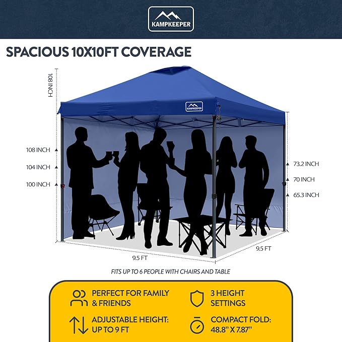 KAMPKEEPER 10x10 Pop-Up Canopy Tent, Waterproof, Portable Shade - Image 2