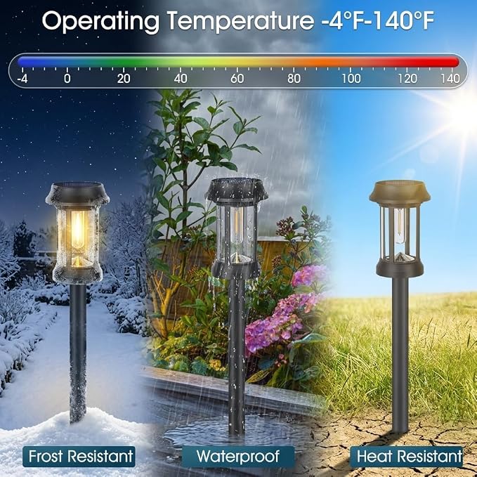 Solar Pathway Lights, 8 Pack Glass Solar Lights Outdoor, Solar Stake Lights - Image 5