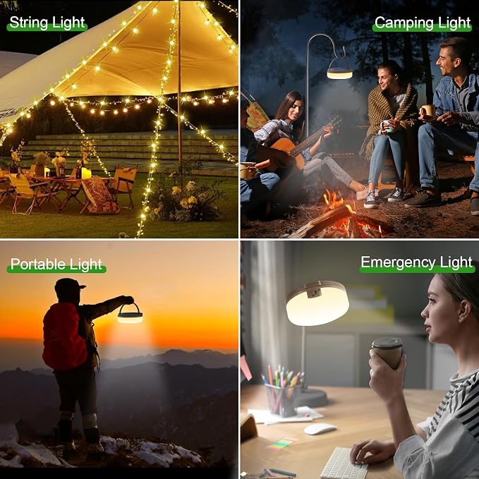 Camping String Light 4 in 1 Retractable 42ft Solar /USB Rechargeable 3600mAh - Image 8