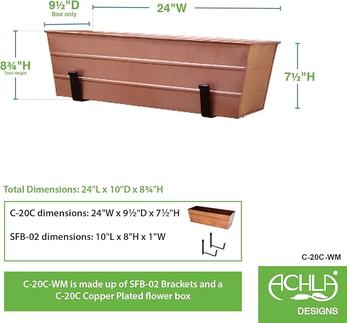 Achla Designs Medium Copper Flower Box - Image 2